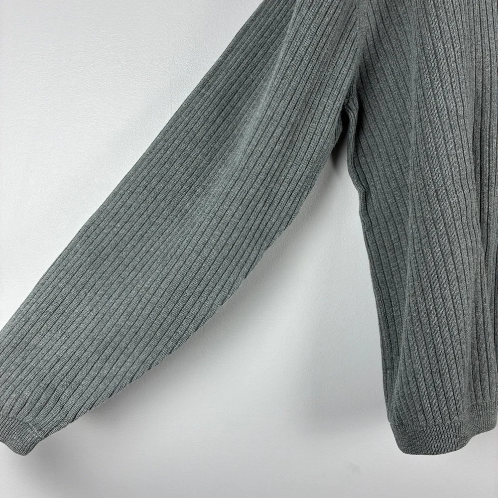 Guy Z Mens Ribbed Cotton Sweater L Gray Thick Cozy Classic‎ Everyday Essential